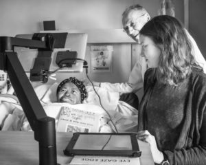 Doctor, rec therapist, and patient