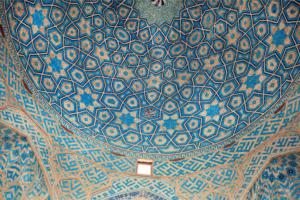 beautiful blue tiles of an ancient mosque
