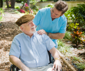 Male nurse and elderly patient