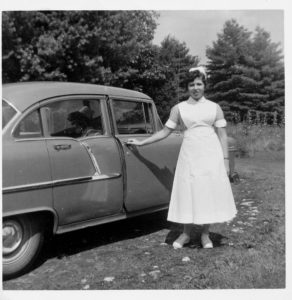 Evelyn in her nursing uniform.