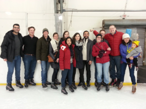 The author having fun ice skating with colleagues.