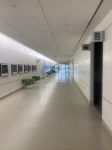 The empty hospital hallway during the pandemic. Photo copyright with the authors.