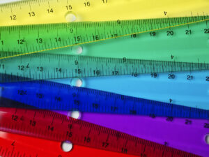 transparent rulers arranged to create new colors.