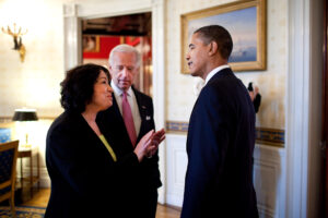 Judge Sonia Sotomayor, Vice President Joseph Biden, and President Barack Obama, 2009. Official White House Photo by Pete Souza.