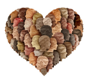 Multi cultural friendship and society or multiculturalism as a celebration of diverse cultures and diversity or African black pride as social unity with people united.