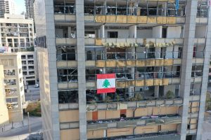 Effects of port explosion in Beirut city buildings and historical houses