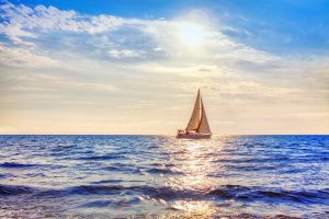 modern yaacht sailing and sun shining