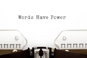 Words Have Power typed on vintage typewriter.