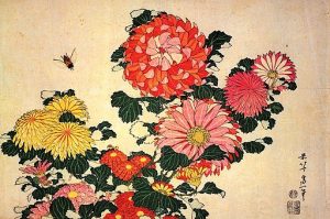x"Chrysantheme und Biene." Hokusai, K. (ca. 1832). Public domain, Wikimedia.