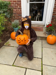 Little boy dressed for Halloween.