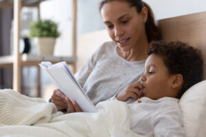 mom reading to child