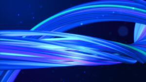 Blue glowing light data flowing through fiber optic cable, abstract internet network communication technology background concept, 3D rendering