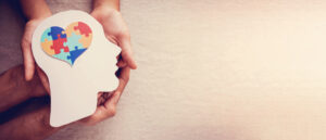 Puzzle jigsaw heart on brain, mental health