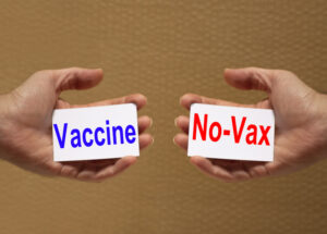 vaccine versus no-vax. concept for covid19 pandemic, coronavirus desease