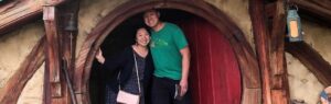 Tina Zhang and her husband, Hobbiton, New Zealand!