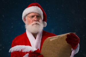 Santa Claus reading wish list