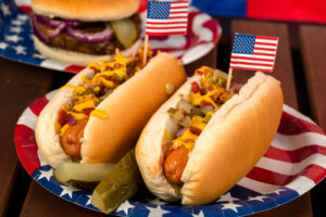 Picnic food with USA flag