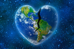 Earth in the shape of a broken heart, ecology and environment concept - Elements of this image furnished by NASA (source https://www.nasa.gov/content/kepler-78b-first-earth-sized-rocky-planet, program PSCS6).