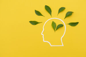 Head with leaves growing out