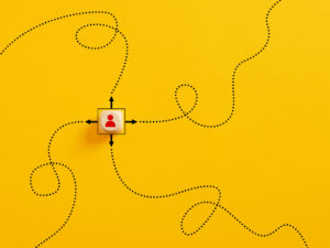 Choosing the right path to follow. Decision making in business. Right decisions and way to success. Alternative options to take action.