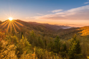 The sites and attractions of Great Smoky Mountain National Park, which straddles two states: Tennessee and North Carolina.