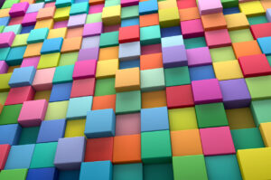 Abstract background of multi-colored cubes